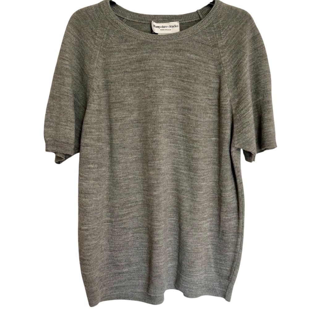 Hampshire Studio Size-Large  VINTAGE Acrylic Sweater Short Sleeve Gray/Silver‎